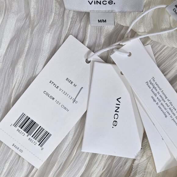 NWT Vince Women's Textured Stripe Top - Off White - Picture 3 of 5